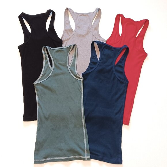Bundle Lot - 5 Racerback Ribbed Cotton Spandex Tank Tops - Excellent Condition - Picture 5 of 5